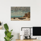 ボートのビーチ – グスターブクールベットファインアート ポスター (ホームオフィス)