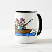 ボートのマグのカップルの魚釣りは名前をカスタマイズ マグカップ (正面右)