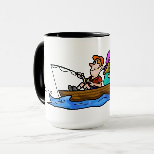 ボートのマグのカップルの魚釣りは名前をカスタマイズ マグカップ (正面左)