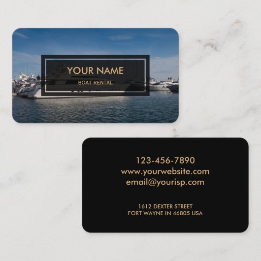 ボートのレンタル(上にあられるエレガントな写真) 名刺 (正面/裏面)