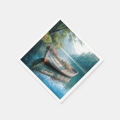 ボートの中のピンク色のゲラニ素朴ウム スタンダードカクテルナプキン (角)