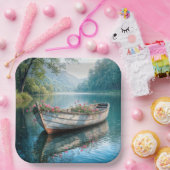 ボートの中のピンク色のゲラニ素朴ウム ペーパープレート (パーティー)