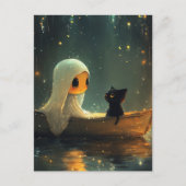 ボートの中の幽霊と猫 ポストカード (正面)
