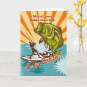 ボートの伝染性のオオクチバスのはえの漁師 カード (黄色い花)