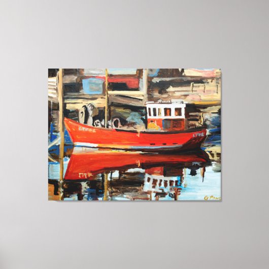 ボートの反射 キャンバスプリント (正面)