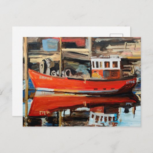 ボートの反射 ポストカード (正面/裏面)