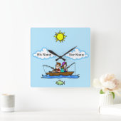 ボートの壁の時計に男と女の魚釣りカスタマイズ! スクエア壁時計 (ホーム)