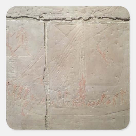 ボートの旅行を描写するレリーフ、浮き彫り スクエアシール (正面)