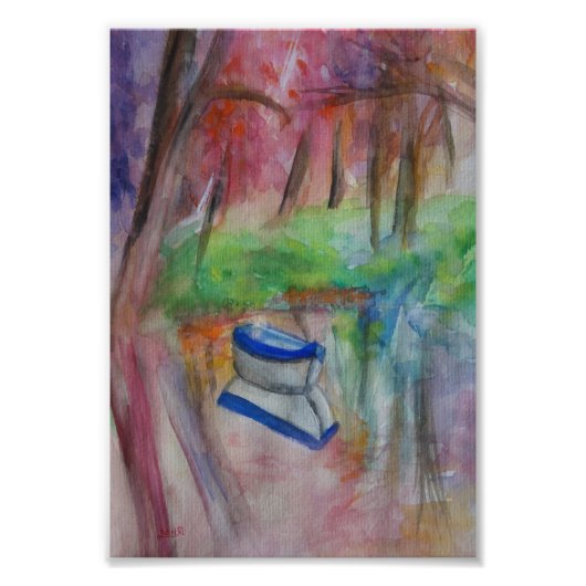 ボートの水色アートロマンチックプリントオンフォト紙 フォトプリント (正面)