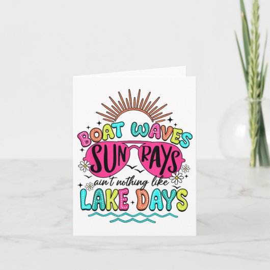 ボートの波の太陽光線は湖の日の合計と何も カード (正面)