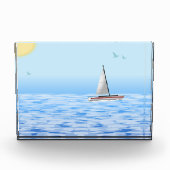 ボートの海の風景 フォトブロック (正面)