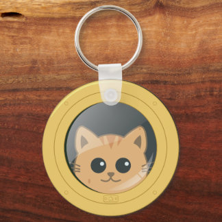 ボートの舷窓から顔を出すかわいい猫 キーホルダー