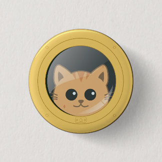 ボートの舷窓から顔を出すかわいい猫 缶バッジ