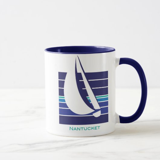 ボートの青のSquare_Nantucketのマグ マグカップ (右)