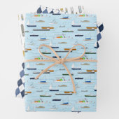 ボートは川の上に帆船を出荷w アーガイル ラッピングペーパーシート (インサイチュ)