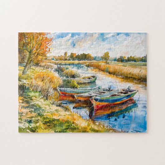 ボートは川のHavelland水彩で休む ジグソーパズル (横)