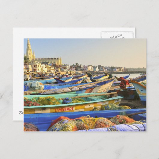 ボートは魚釣りのために準備されている、 ポストカード (正面/裏面)