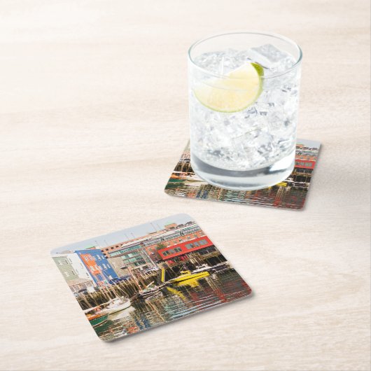 ボートは|ポートランド、メインを繋ぎ止めました スクエアペーパーコースター (インサイチュ)