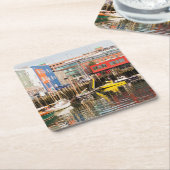 ボートは|ポートランド、メインを繋ぎ止めました スクエアペーパーコースター (アングル)