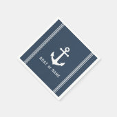 ボートまたは家族の名前航海のヴィンテージいかりストライプ スタンダードカクテルナプキン (角)