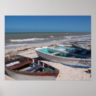 ボートをビーチ ポスター