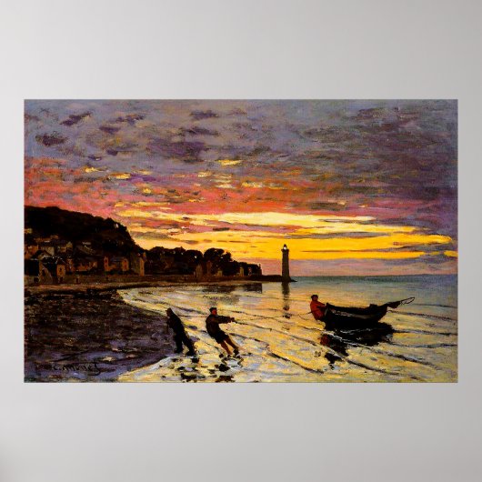 ボートを岸に引き上げる, Honfleur, 1864 ポスター (正面)