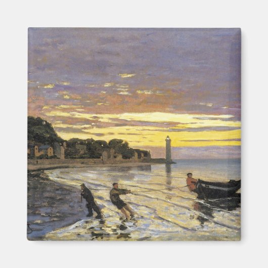 ボートを曳航するホンフルール マグネット (正面)