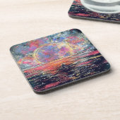 ボートを月カラフルに – 懸命プラスチックコースター コースター (左側)