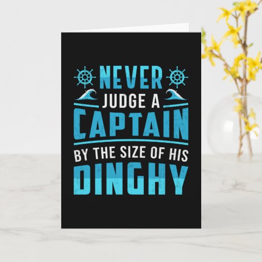 ボートを漕ぐ船長のボートを決して判断しなおもしろいい カード (黄色い花)