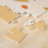 ボートを背景にしたビーチ上のカニガニ ジグソーパズル (側面)