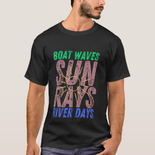 ボートウェーブサンレイズリバー日かわいいレトロ夏V Tシャツ