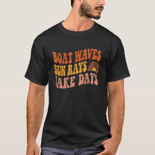 ボートウェーブサンレイズレイズレイク日かわいいレトロ70s夏 tシャツ