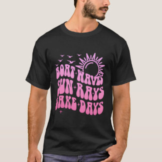 ボートウェーブサンレイズレイズレイク日ポントゥーンキャプテンボート Tシャツ