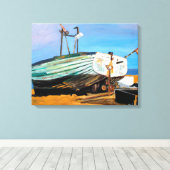 ボートオンビーチ キャンバスプリント (インサイチュ (ウッドフロア))