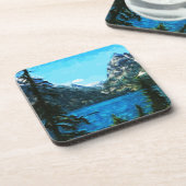 ボートオンマウンテンレイク抽象芸術印象派 コースター (左側)