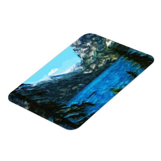 ボートオンマウンテンレイク抽象芸術印象派 マグネット (左側)