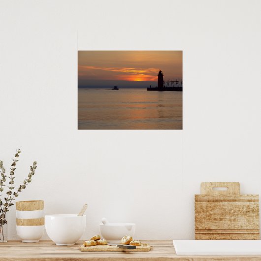 ボートオンミシガンレイクアットサウスヘブンライトハウス ポスター (キッチン)