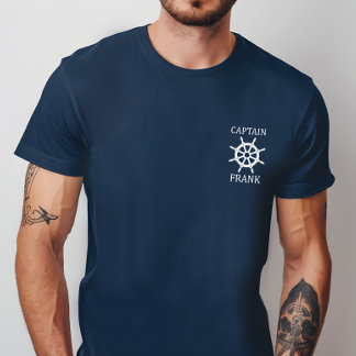 ボートオーナー向けカスタムキャプテンシャツ+船輪デザイン Tシャツ
