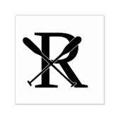 ボートカヌーのオール独身のスはっきりしたイニシャルモノグラム セルフインキングスタンプ (デザイン)