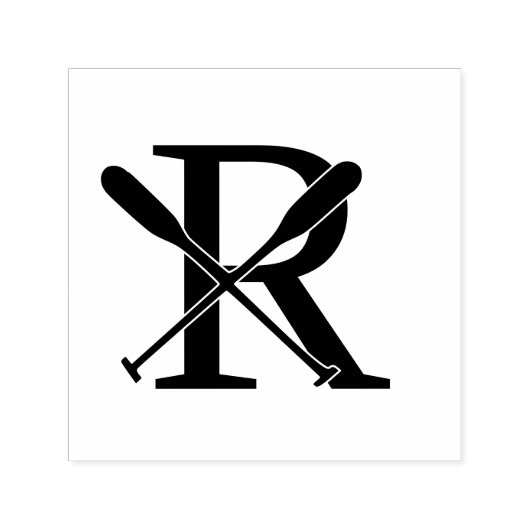 ボートカヌーのオール独身のスはっきりしたイニシャルモノグラム セルフインキングスタンプ (デザイン)