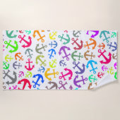 ボートカラフルいかりパターン ビーチタオル (正面)