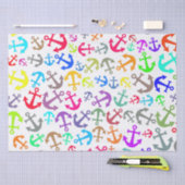 ボートカラフルいかりパターン 薄葉紙 (クラフト)