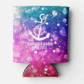 ボートカラフル付き航海のグリッターいかり 缶クーラー (正面)