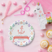 ボートカラフル航海のいかりパターン ペーパープレート (パーティー)