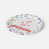 ボートカラフル航海のいかりパターン ペーパープレート (アングル)