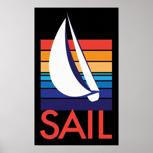 ボートカラーSquare_SAIL on black posterプリント ポスター (正面)