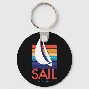 ボートカラーSquare_SAIL_Sydney on black keychain キーホルダー