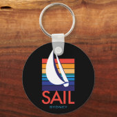 ボートカラーSquare_SAIL_Sydney on black keychain キーホルダー (正面)