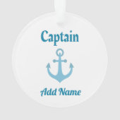 ボートキパーソナライズされたャプテンいかり オーナメント (裏面)