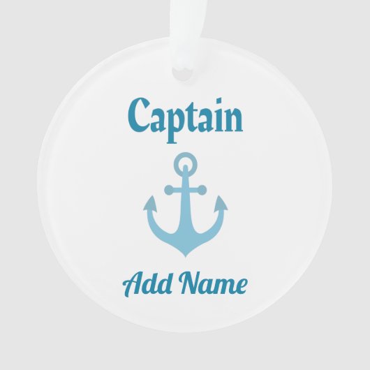 ボートキパーソナライズされたャプテンいかり オーナメント (正面)